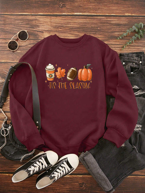 Women's Sweatshirt,It's Autumn Graphic Long Sleeve Crew Nec