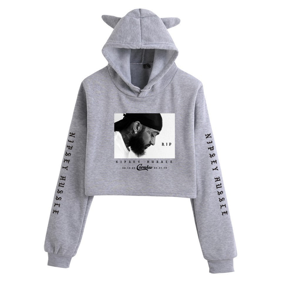 Nipsey Hussle Hoodie Rap Star Trendy Loose Cat Ears for Women