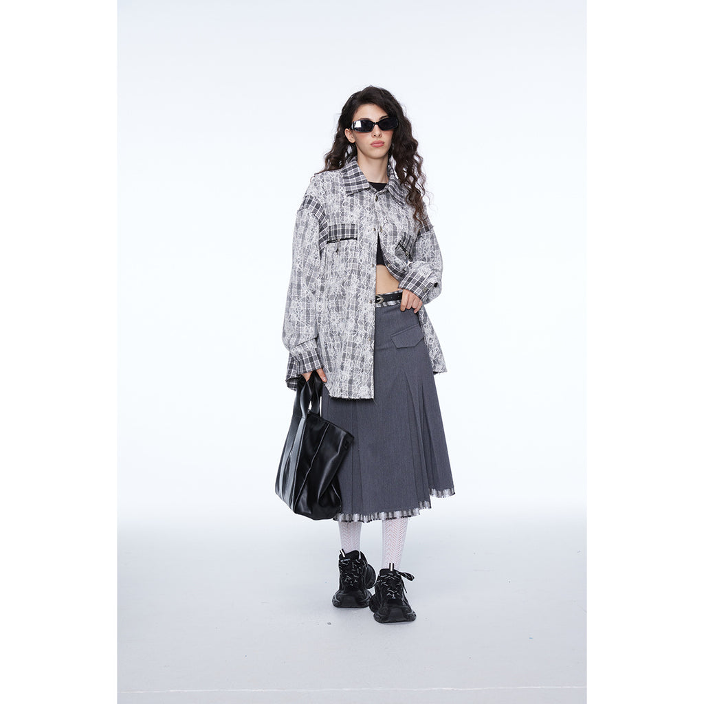 Unisex Shirt Plaid Long Sleeve Coat