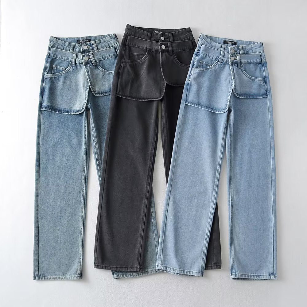 Women Jeans Loose Personality Design