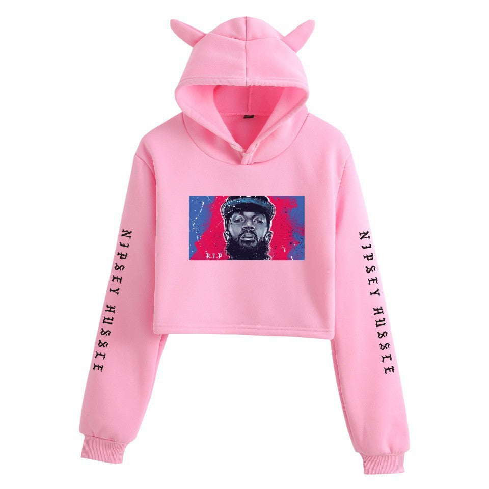 Nipsey Hussle Hoodie Rap Star Trendy Loose Cat Ears for Women