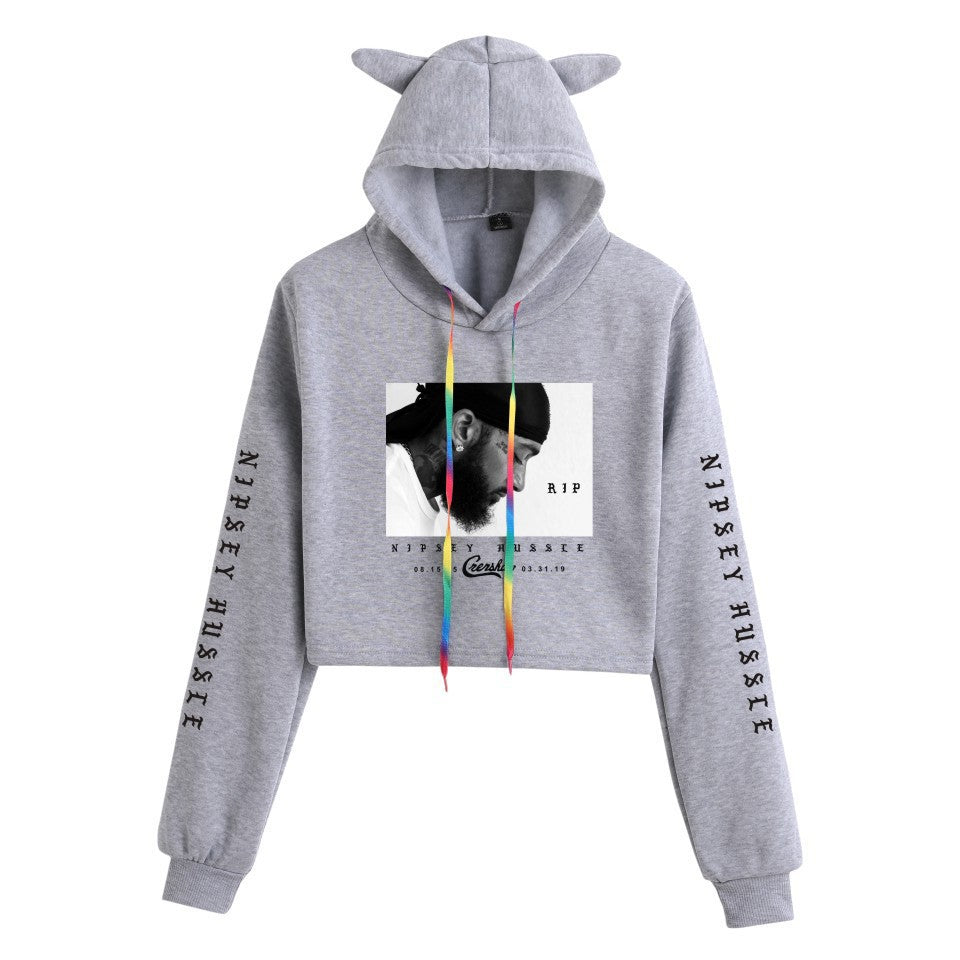 Nipsey Hussle Hoodie Rap Loose Cat Ears Sweater for Women