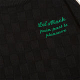 Men Sweater Cross Embroidered Ripped Plaid Jacquard Knitted Sweater