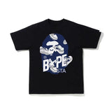 Bape New Contrast Pattern Printed T-shirt Classic Large Roun