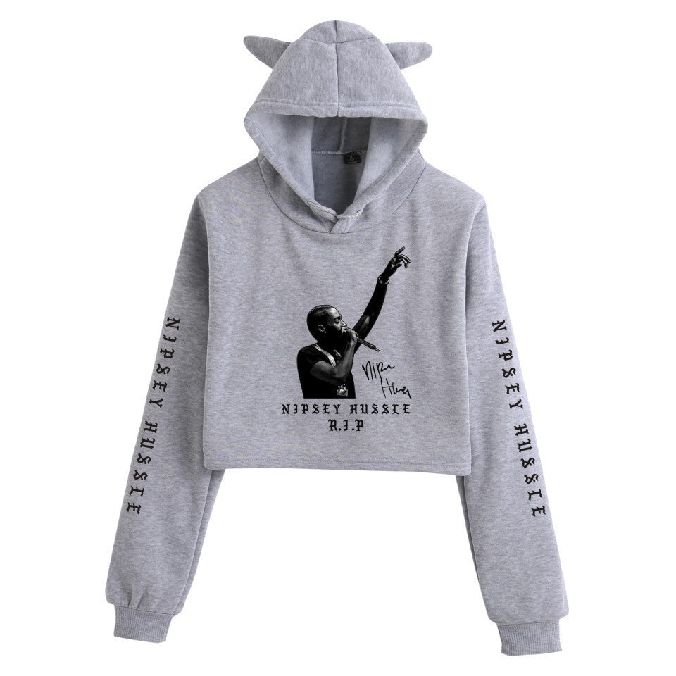 Nipsey Hussle Hoodie Rap Star Trendy Loose Cat Ears for Women