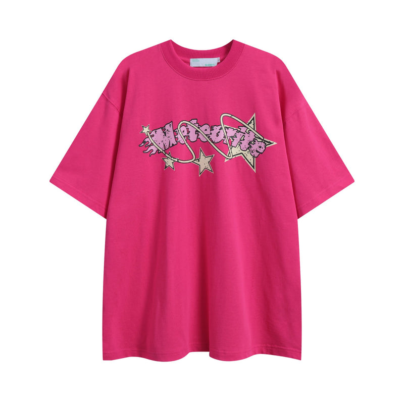 After Prom Shirt Summer American T-shirt Men's Five-Pointed Star Printed T-shirt Women's Loose Couple