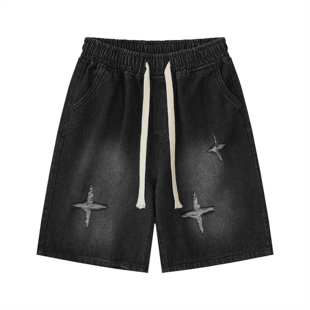 Men Shorts Cross XINGX Cut-out Denim Shorts