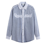 Long Sleeve Distressed Vintage Denim Shirt