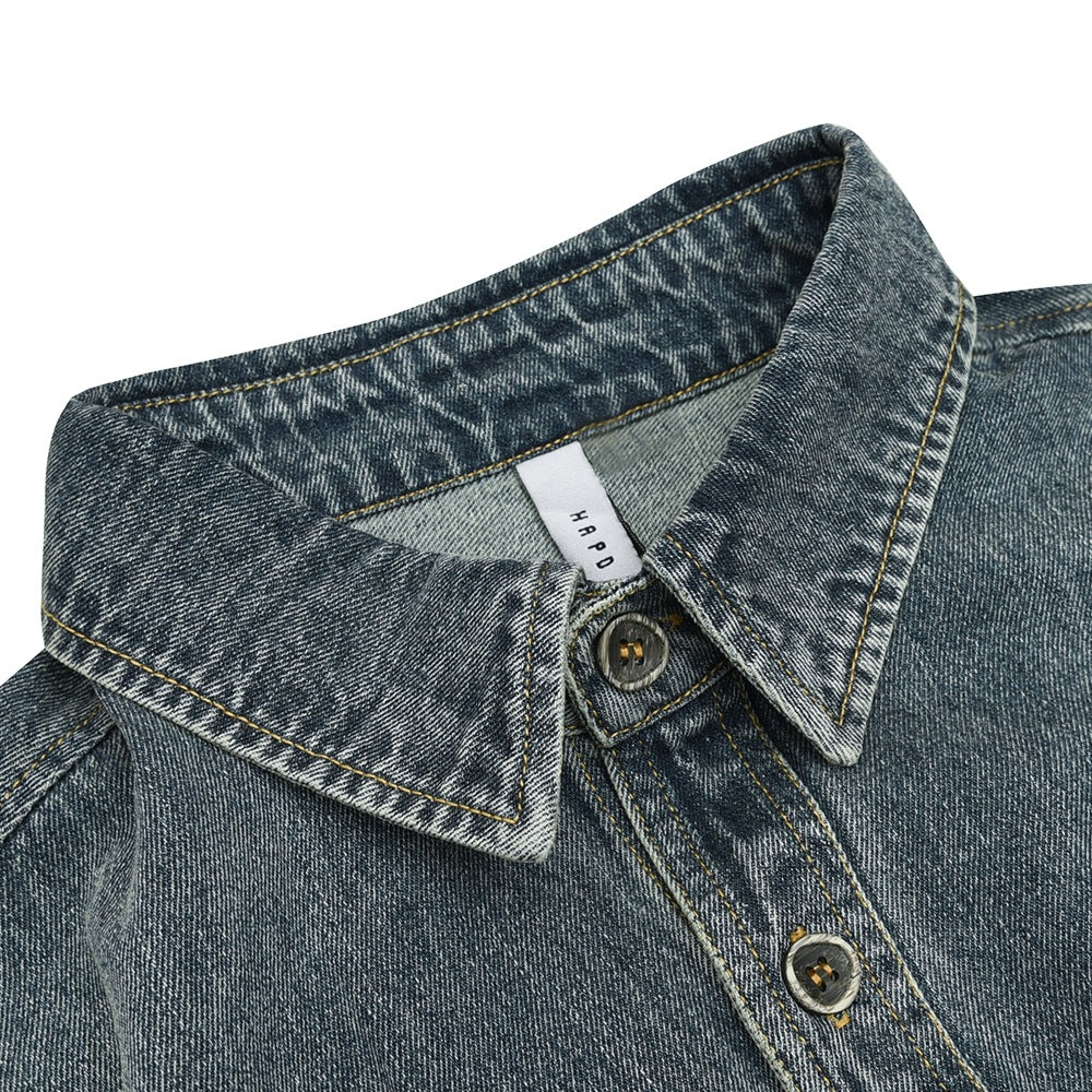 Unisex Shirt Blue Casual Loose Denim