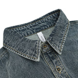 Unisex Shirt Blue Casual Loose Denim