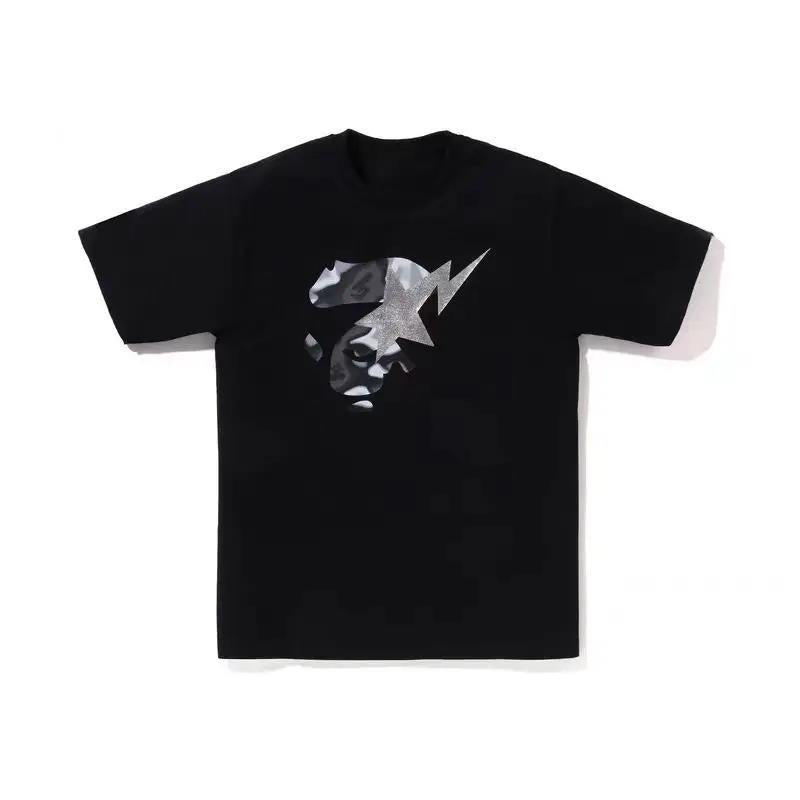 Bape New Contrast Pattern Printed T-shirt Classic Large Roun