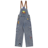 Overalls Men Jumpsuit Embroidered Denim Suspender Pants Fashion Brand Street Tooling Suspender Jumpsuit Straight-Leg Trousers