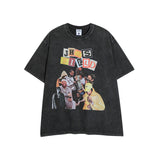 Men T-shirt Portrait Printing Oversize Retro Loose