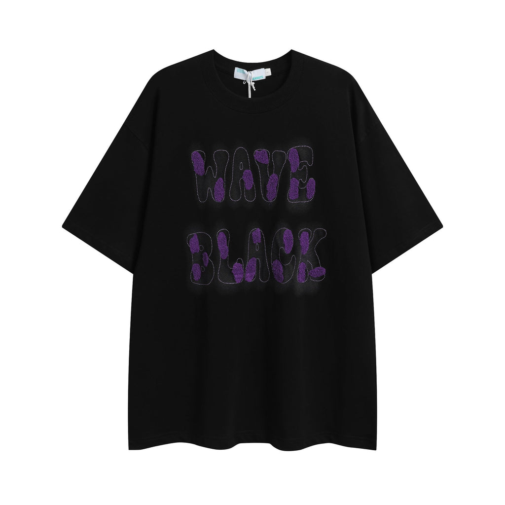 After Prom Shirt Short Sleeve Letter Towel Embroidery T-shirt Printed Loose Casual