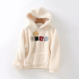 Women Hoodie Lambswool Fleece-lined Thick Loose