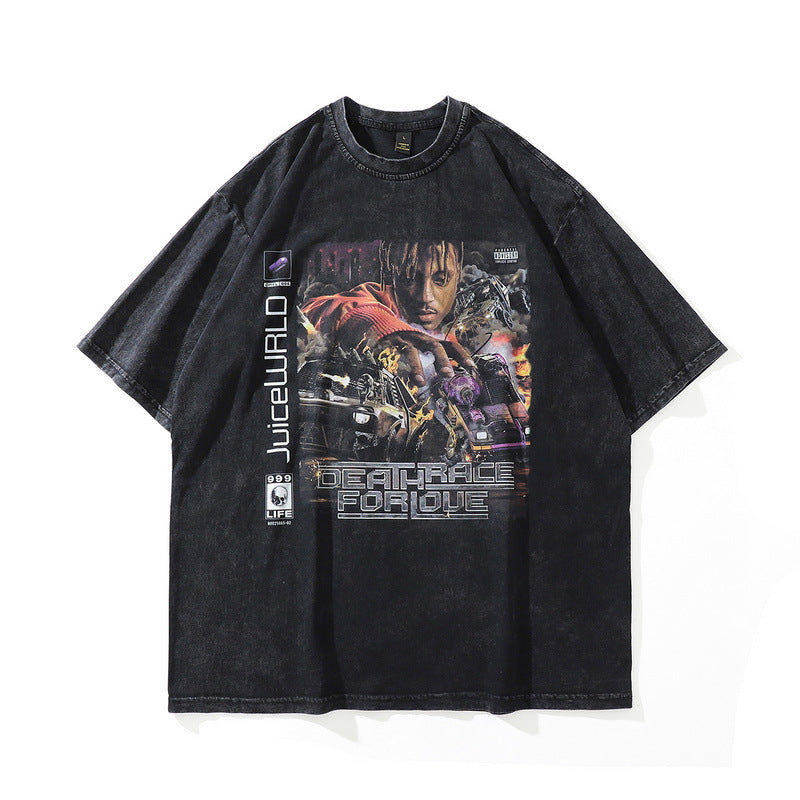 Men T-Shirt Distressed Rapper Portrait Printing