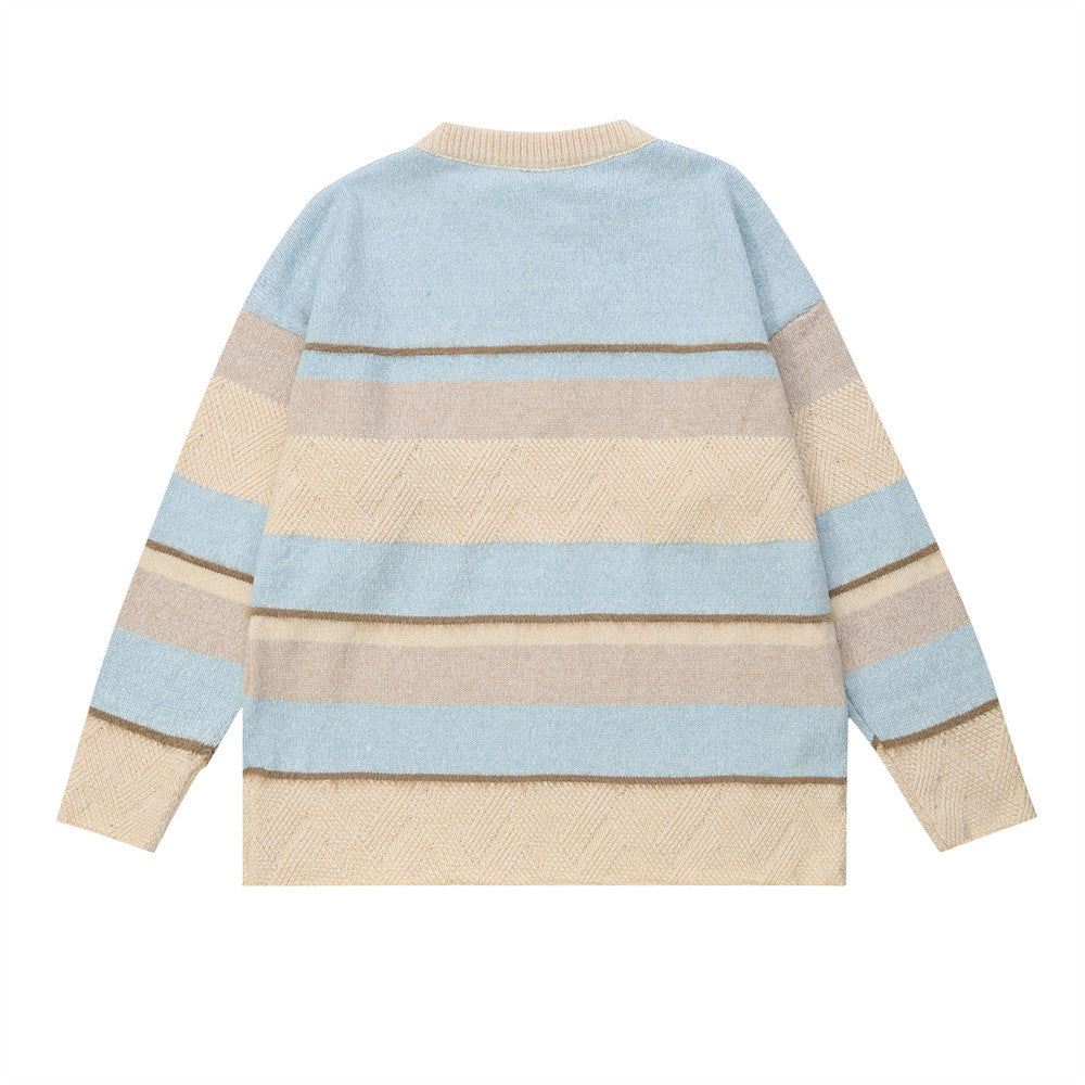 Men Sweater Striped Sweater Loose and Idle Casual Base