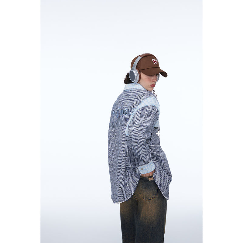 Unisex Shirt Retro Patchwork Brushed Plaid Coat