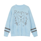 Men Sweater Velvet Padded Sweater Butterfly Jacquard Thickened Sweater