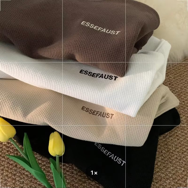 Men T Shirt Waffle Summer Loose Casual