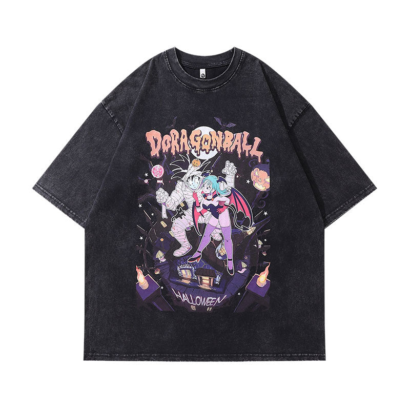 Men T-Shirt Cartoon Vintage Print Distressed