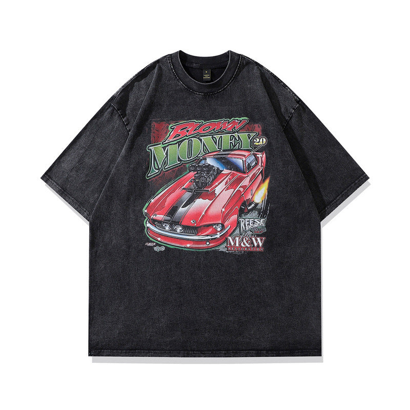 Men T-Shirt Bear Print Distressed