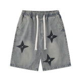 Men Shorts Shuriken Printed Denim Shorts