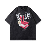 Men T-Shirt Bear Print Distressed