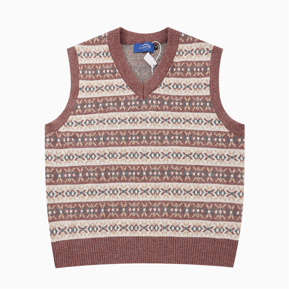 Men Sweater V-neck Sweater Woolen Vest Men