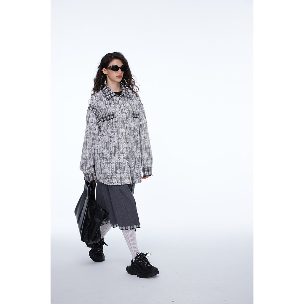 Unisex Shirt Plaid Long Sleeve Coat