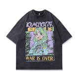 Men T-Shirt NBA Star Cartoon Print Distressed