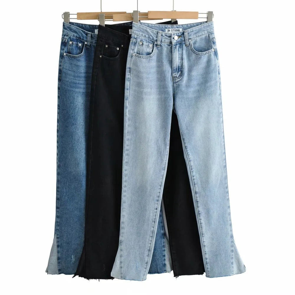 Women Jeans Frayed Loose