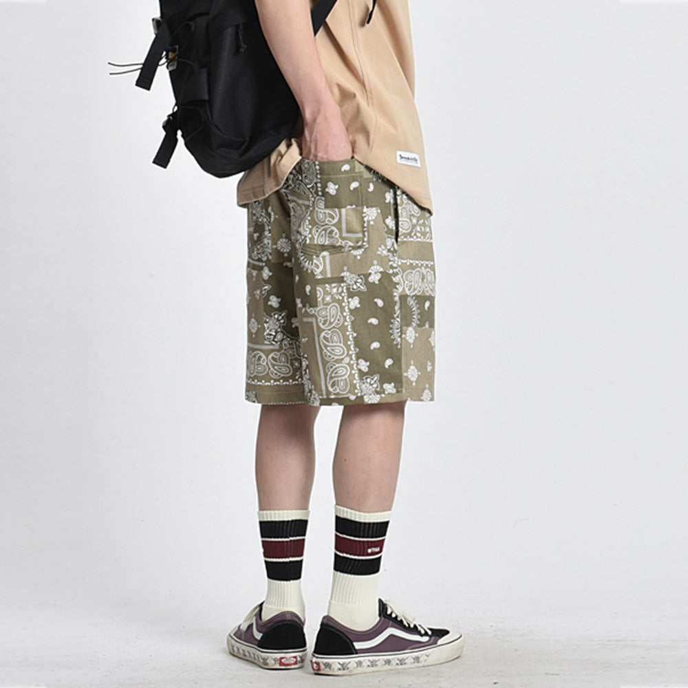 Men Shorts Paisley Shorts Loose Straight Trend Sports