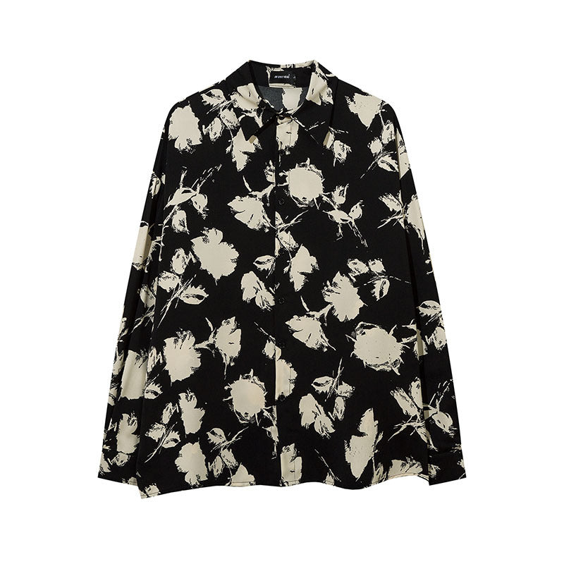 Long Sleeved Shirt Floral Full Printed Loose Thin