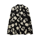 Long Sleeved Shirt Floral Full Printed Loose Thin