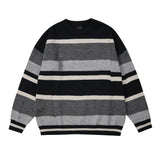 Men Sweater Striped Sweater Loose Leisure Ripped