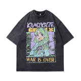 Men T-Shirt NBA Star Cartoon Print Distressed