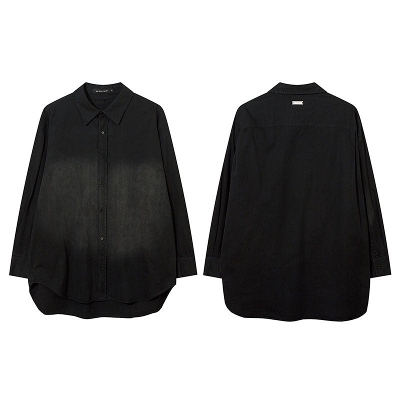 Long Sleeved Shirt Retro Distressed Cardigan Shirt Versatile