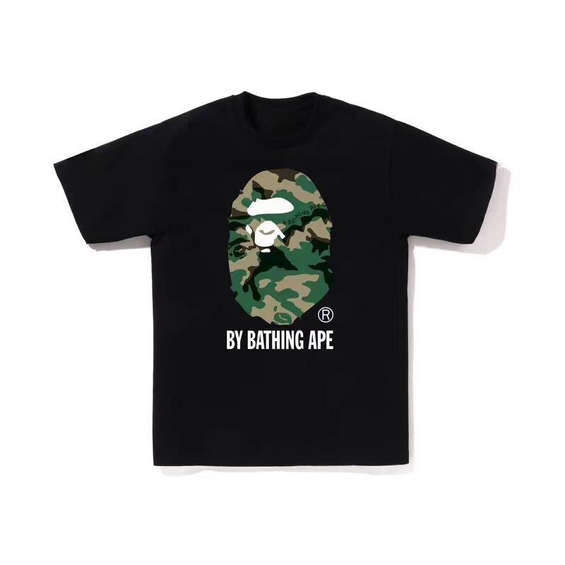 Bape New Contrast Pattern Printed T-shirt Classic Large Roun