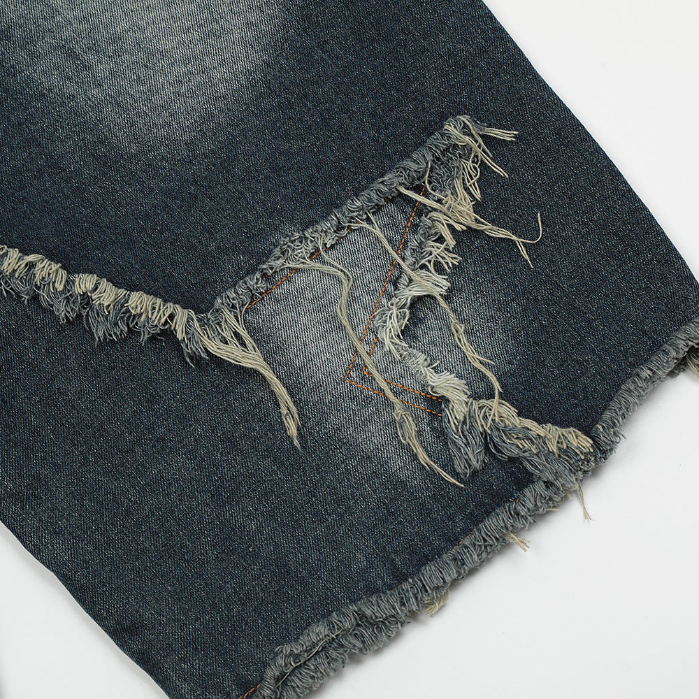 Men Shorts Five-Pointed Star Paste Cloth Embroidery Denim Summer