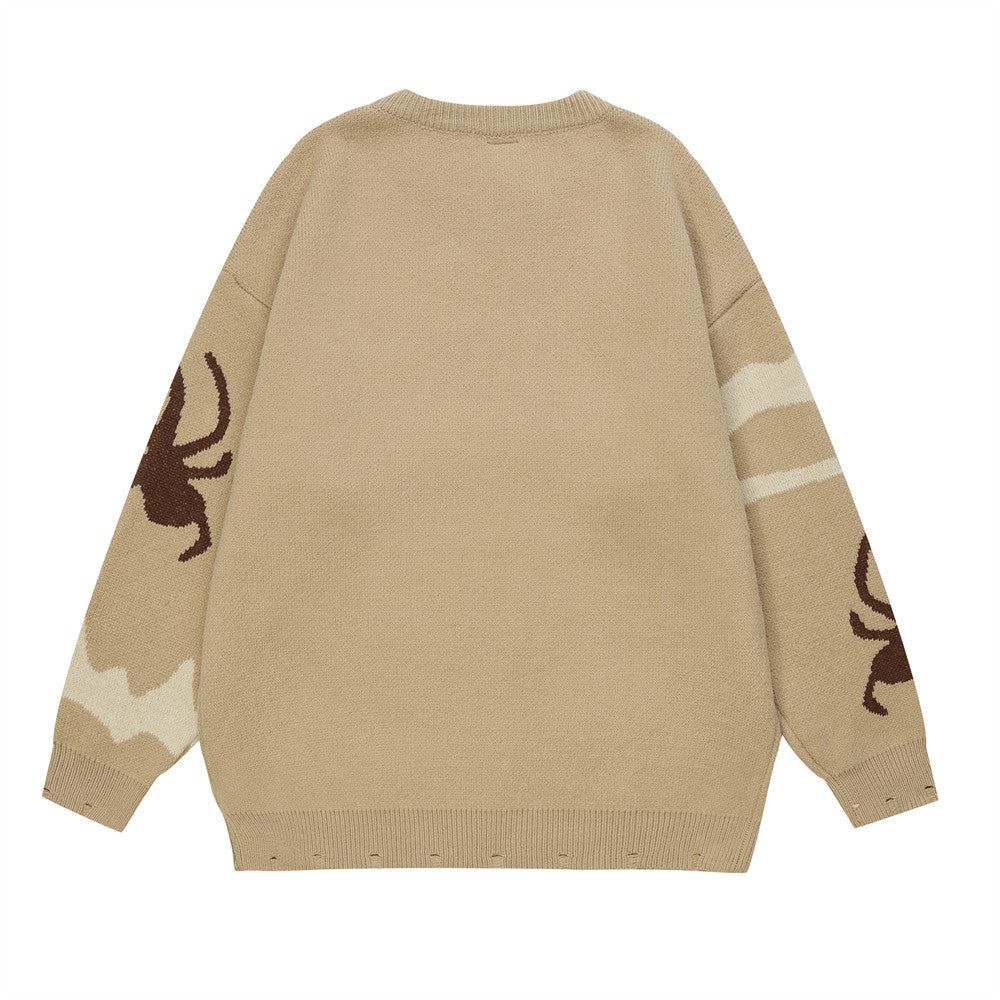 Men Sweater Spider Web Head Sweater Men's Fashion