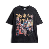 Men T-shirt Portrait Printing Oversize Retro Loose