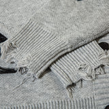 Men Sweater Idle Style V-neck Cardigan Sweater Butterfly Jacquard Ripped