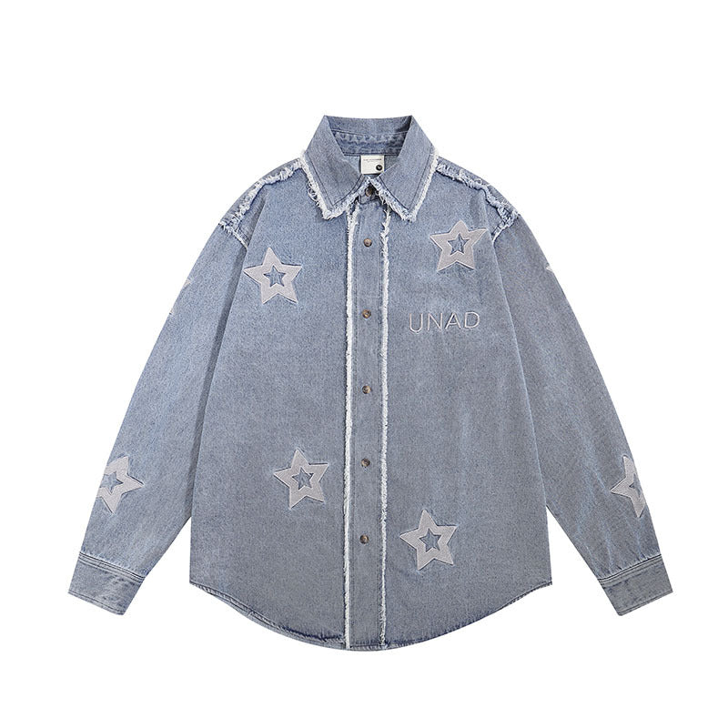 Long Sleeved College Style Denim Vintage