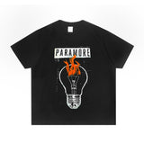 Rock Star T Shirt Paramore Band Short Sleeve round Neck Loose Pure Cotton Men and Women