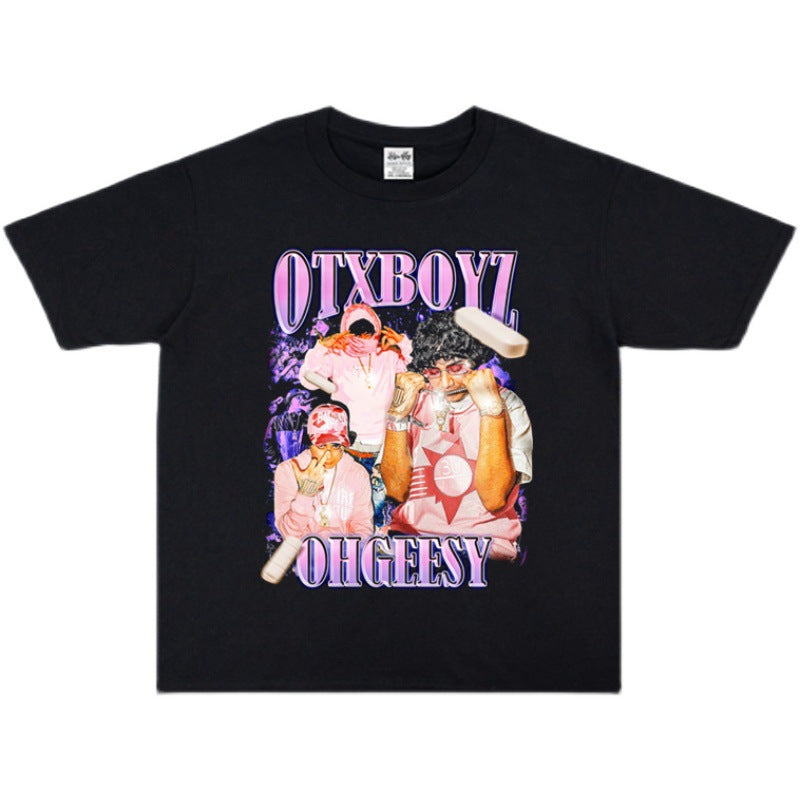 Rock Star T Shirt Female Singer Otxboyz Ohgeesy Personality Character Print T-shirt Short Sleeve Loose Cotton