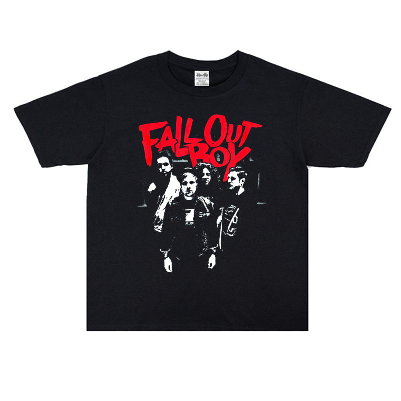 Rock Star T Shirt Fall Out Boy down Boy Rock Cotton T-shirt Cotton Short Sleeve Loose Men and Women