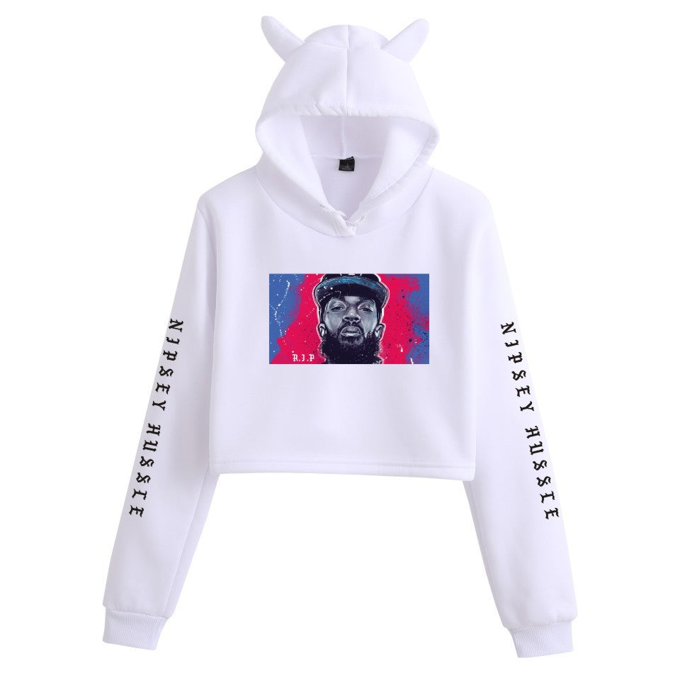 Nipsey Hussle Hoodie Rap Star Trendy Loose Cat Ears for Women