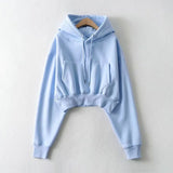 Women Hoodie Fleece-lined Hot Girl Loose Solid Color