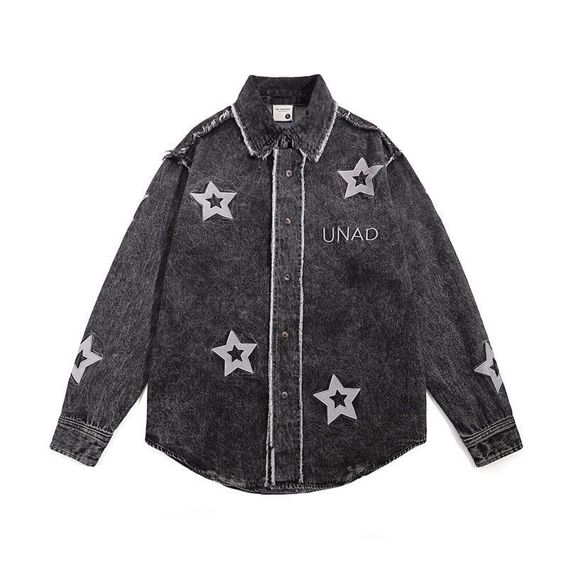 Long Sleeved College Style Denim Vintage